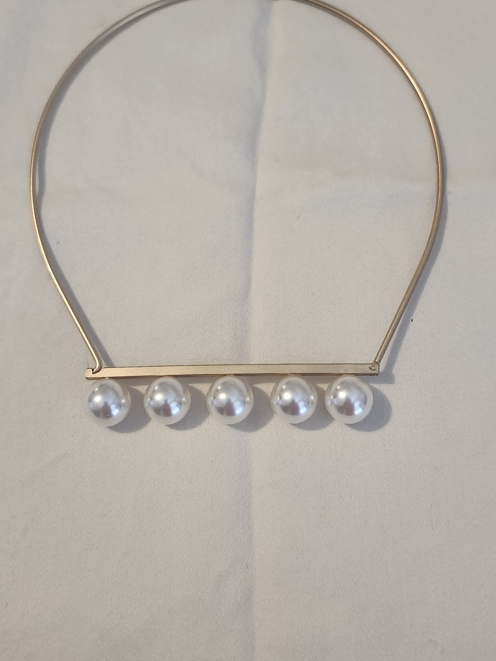 Gold Pearl Bar Choker Necklace - Women Jewelry